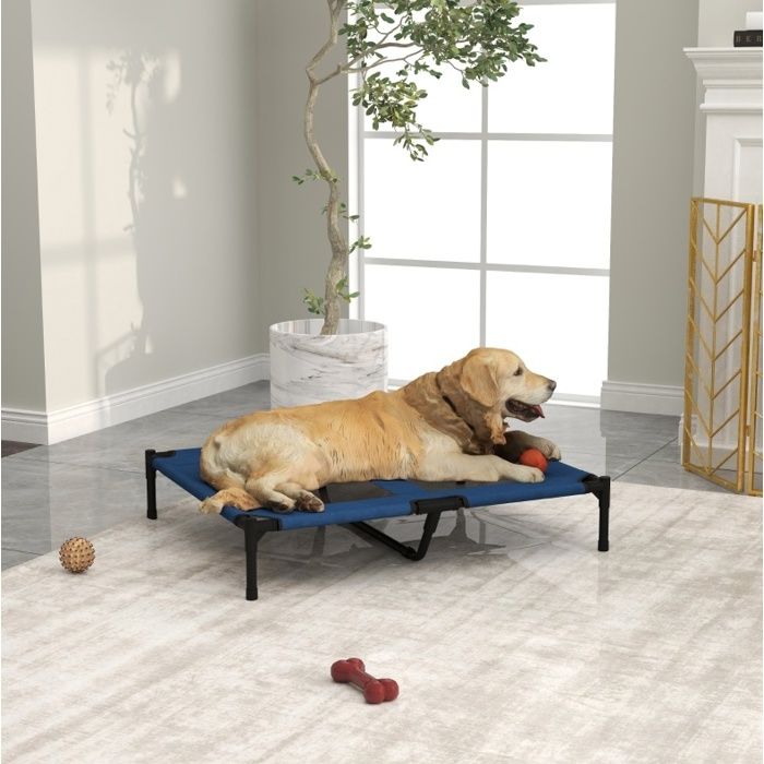 Lit pour Chien Surélevé 915 × 762 cm Pliable et Respirant - TCQPZ - sans matelas Fer et Tissu Oxford 600D - Bleu