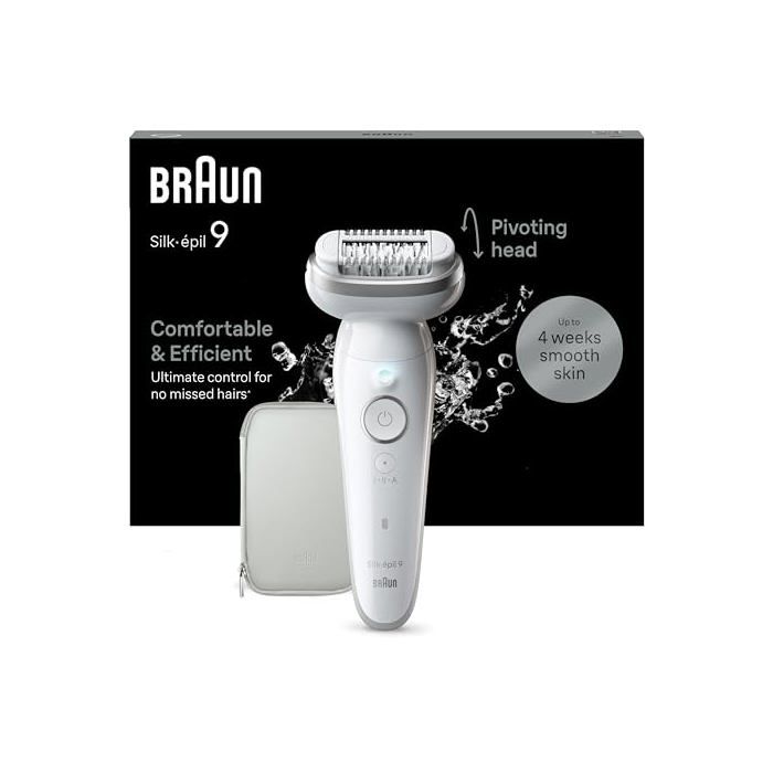 Épilateur électrique - BRAUN - Silk-épil 9 - Tête pivotante - Utilisable sous la douche - Attrape poils 05 mm
