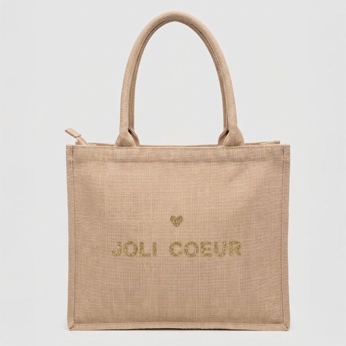 Sac de plage shopper en toile de jute Joli coeur pailleté 42x34x15cm Femme GERARD PASQUIER