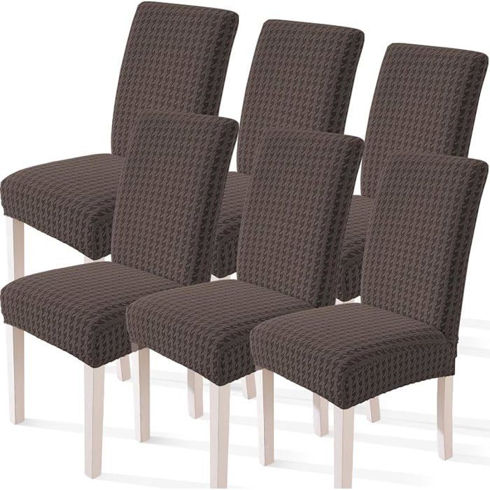 Housse De Chaise 6 Pièces Housse Chaise Salle À Manger Moderne Élastique Couvre Chaise Extensible pour 6 Pièces Marron
