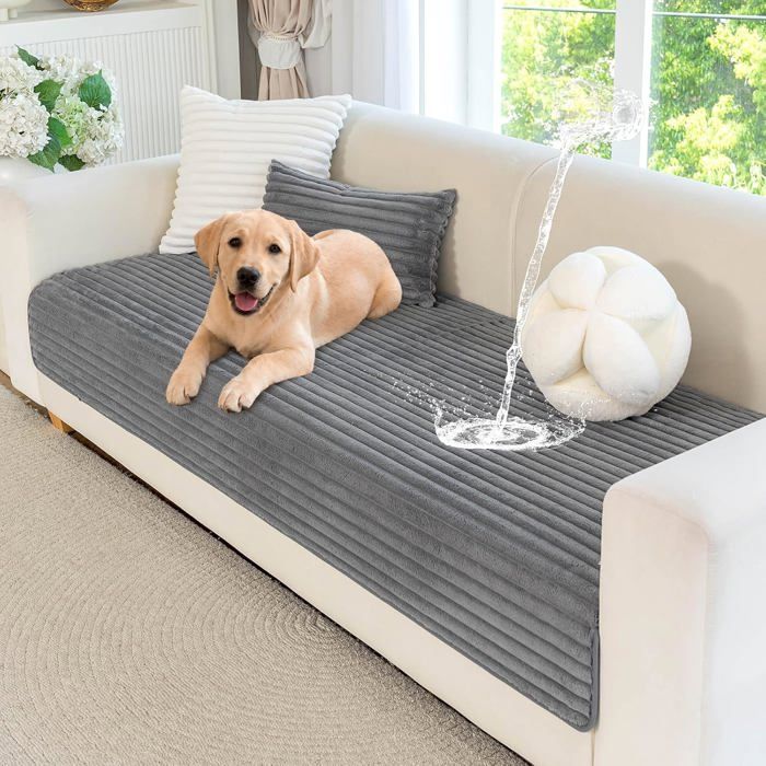 Housse de CanapéProtege Canape ImpermeableHousse Canape dangleDoux Couverture pour CanapéTapisRebord (Gris90x180 cm)