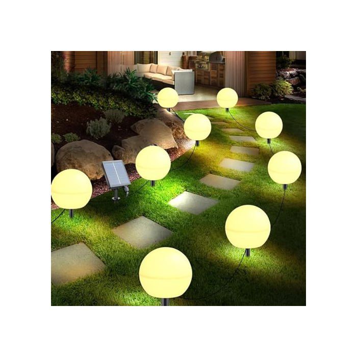 Lampe solaire extérieure - ACAJOE - Globe (globes oculaires) - Étanche IP65 - Changement de couleur - Solaire + USB