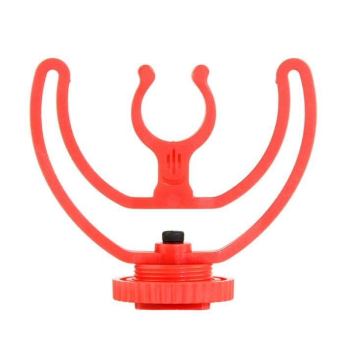 Support Anti-choc Lyre Pour Micro Rode VideoMicro - Compatible Avec Plusieurs Marques - ABS Rouge