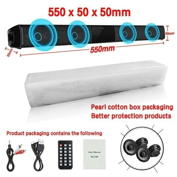 550 mm BS28B Système de son pour Home cinéma, hautparleurs Bluetooth, pour ordinateur, TV