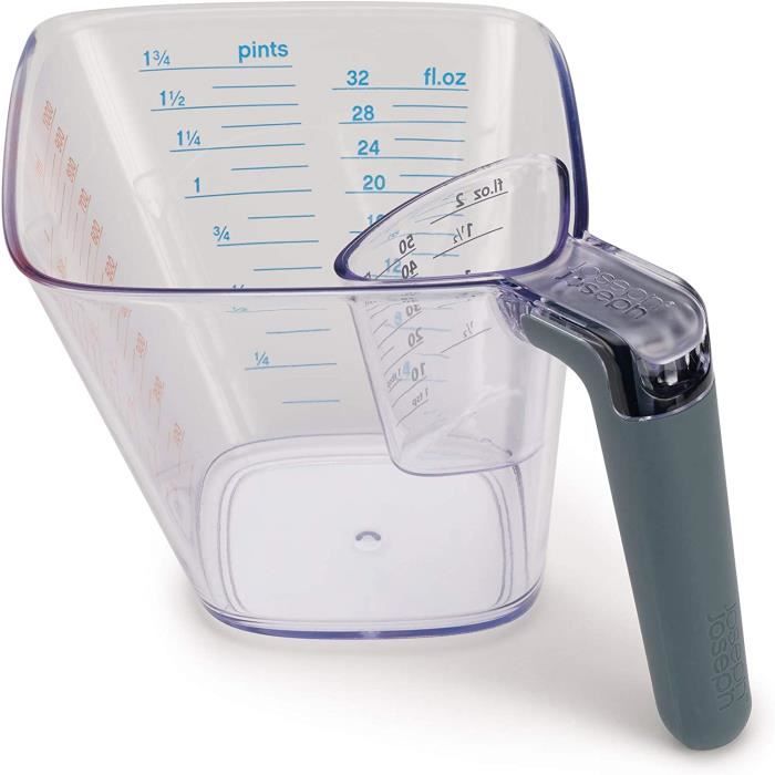 MiraHome – Lot De 4 Verres Doseurs Colorés | 2x 0,5L + 2x 1L, Graduations Ml, Grammes Farine/Sucre, Sans BPA
