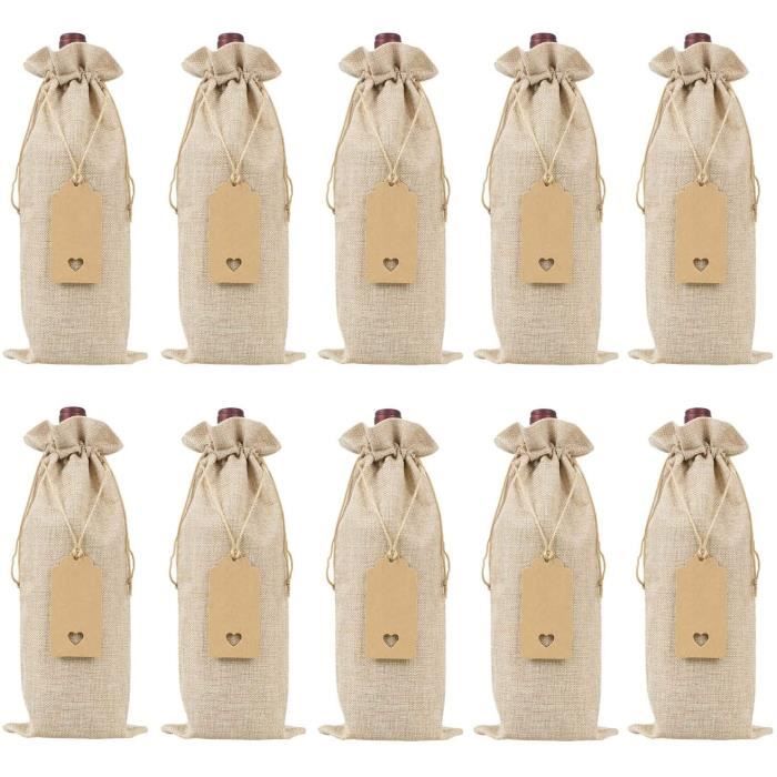 LUDI-VIN Lot de 10 sacs en papier de luxe avec poignées corde pour 1 bouteille de vin décor TRAINEAU 5060388474577