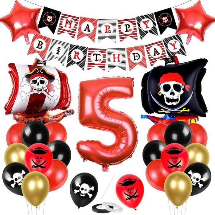 Kit Ballons Anniversaire Pat Patrouille 5 Ans – Ballon Numéro 5 + 5 Chiots + 20 Latex + Bannière Happy Birthday