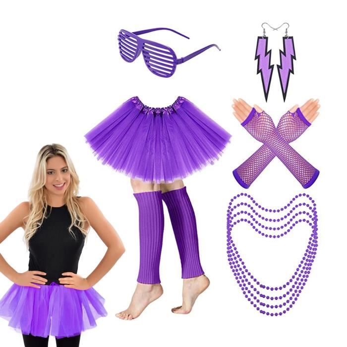 Violet - Robe fantaisie des années 80 pour femmes, Costume de fête des  années 1980, Ensemble d'accessoires co - Cdiscount Jeux - Jouets