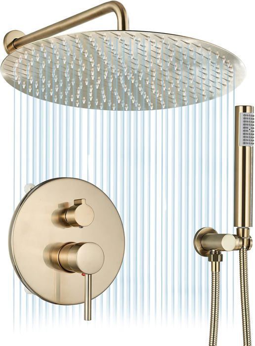 Ensemble de douche encastrable doré brossé 30cm*30cm Système de douche