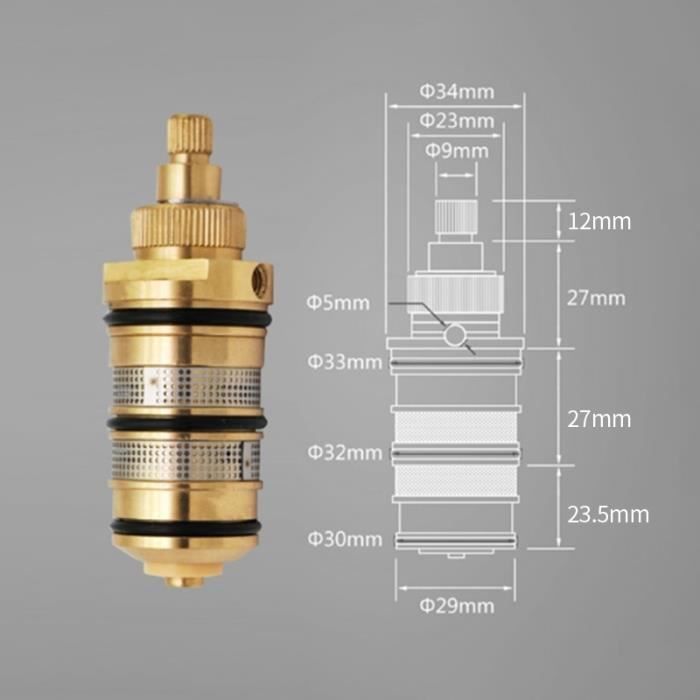 Bouton de contrôle de la température de douche, poignée carrée chromée thermostatique pour mitigeur de douche