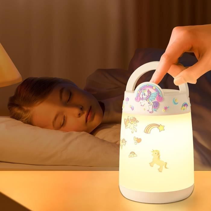 Veilleuse Enfant LED Lampe Nuit Tactile de Chambre Rechargeable Lampe de  Chevet Tactile Dimmable avec Réveil