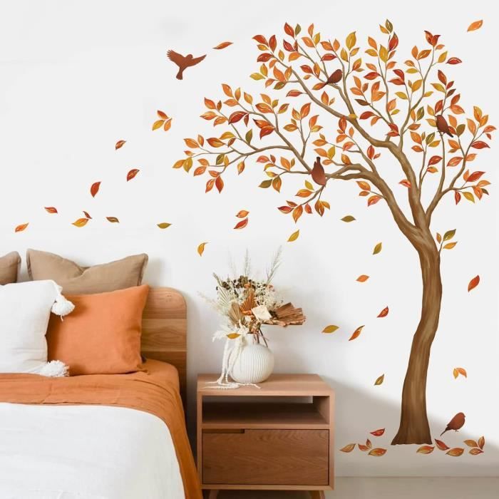 Stickers Muraux Oiseaux Sur Branches - 4 Planches Amovibles - Décoration Chambre Enfant - 28,5x57 Cm