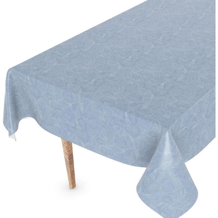 Nappe Lavable Au Mètre 200 X 140 Cm (Bord Coupé) En Pois Bleu Glacier - 5