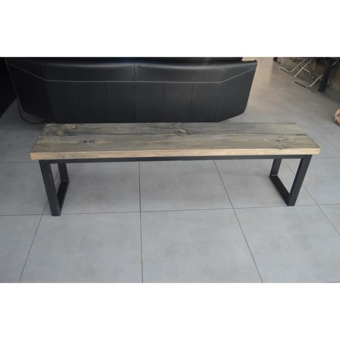 Banc Industriel Acier Et Bois Massif Achat Vente Banc Cdiscount