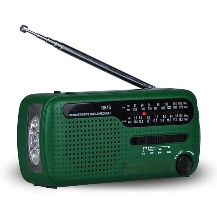 Radio Solaire D'urgence Météo Dynamo à Manivelle Auto-alimentée AM FM WB Radios Avec Lampe De Poche LED Pour La Survie En Extérieur