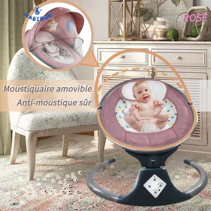 Hxeibue Balancelle Bebe Electrique Transat Bebe 5 Vitesses D Oscillation Telecommande Timeable 15 30 45 Minutes Rose Cdiscount Jeux Jouets