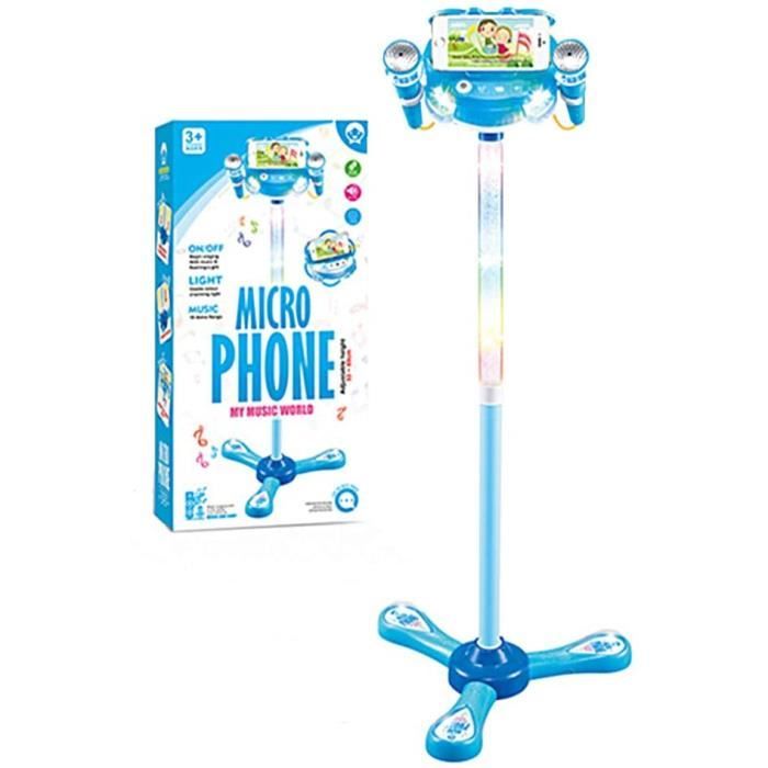 Bleu WETCEAOM Micro Enfant sur Pied Karaoke Enfants Micro Enfant pour Chanter Fille
