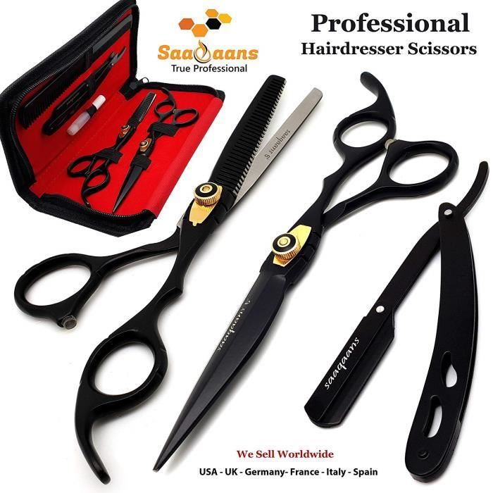 Saaqaans Mss 01 Set De Ciseaux Coiffure Professionnel Perfectionnez Pour La Coupe De Cheveux Elegante Garniture Votre Barbe Et Cdiscount Au Quotidien