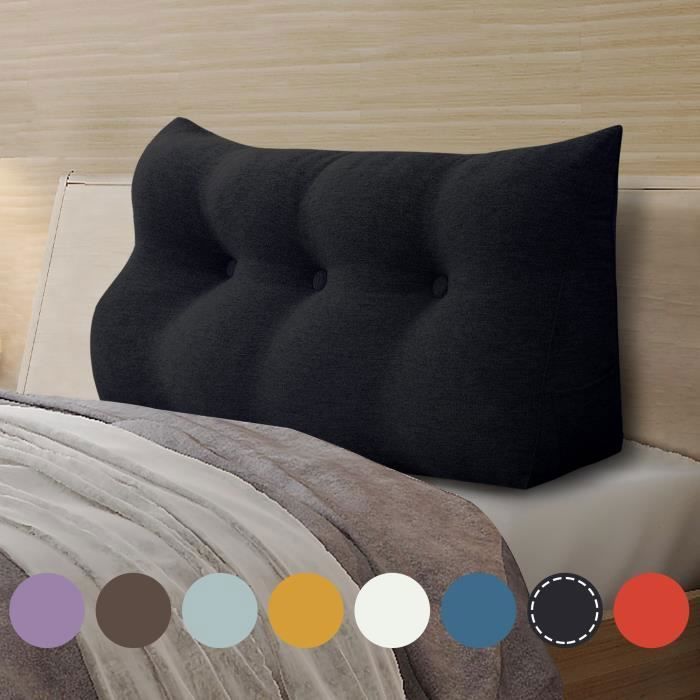 VERCART Coussin de Lecture Cale Dos Coussin à Coins Coussin Incliné Lin Noir 100CM VERCART Coussin de Lecture Cale Dos Coussin à Coins Coussin Incliné Lin Noir 100CM