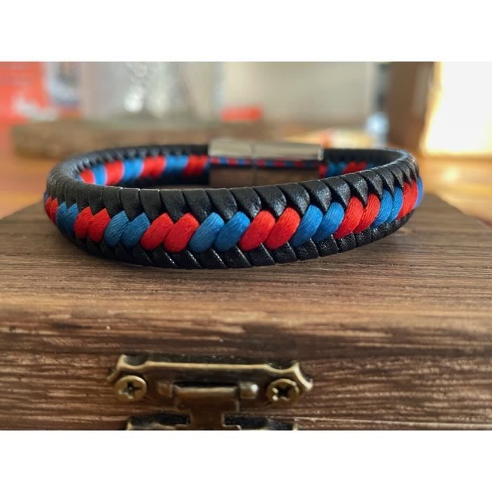Bracelet Manchette Fausse Fourrure Et Cuir - Gris - Fermeture Aimantée - Neuf