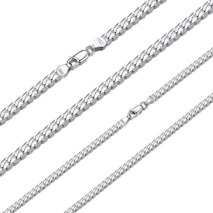 Ensemble Bijoux Homme Argent 925 - Collier & Bracelet Chaîne Cubaine | Style Intemporel