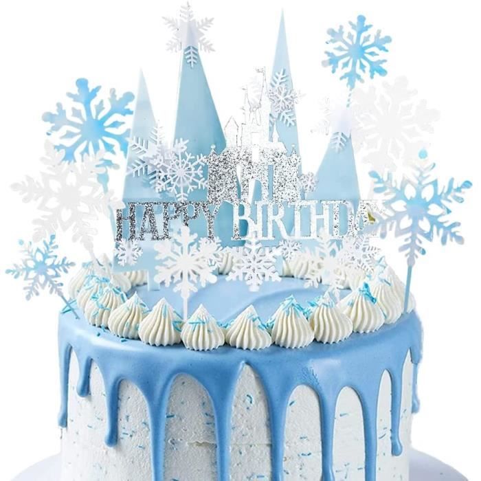 Flocon de Neige Decoration Gateau Sapin de Noël Cake Topper Bleu pour Reine  des Neiges Décoration Anniversaire Gâteau Décorat [391] - Cdiscount Maison