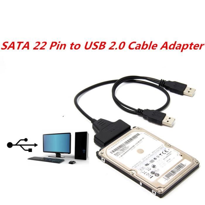 Adaptateur de Câble SATA 7+15 22 Broches vers USB 2.0 avec Câble d'alimentation USB HB027 -WAN