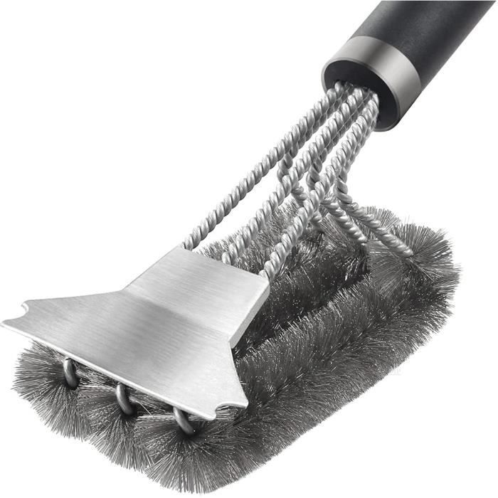 Brosse Barbecue Ketres Avec Grattoir - Poils Acier Inox - Poignée Longue 18" - Pour Tous Grils