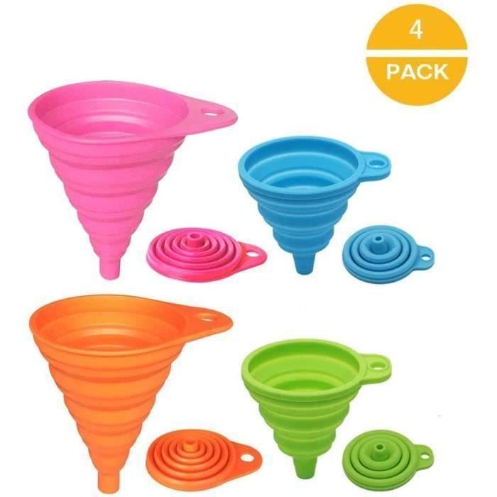 Set De 3 Entonnoirs Pliables En Silicone Alimentaire - 3 Tailles (14g, 20g, 38g) - Pour Liquides Et Sauces
