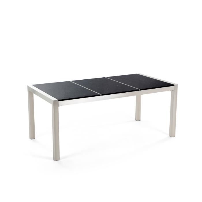 beliani - table de jardin en plateau granit noir poli 180 cm grosseto