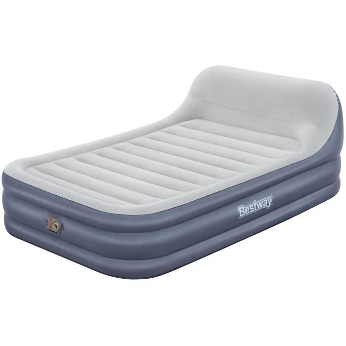 Lit gonflable - BESTWAY - Tritech SleekFlow - 2 places - 226 x 152 x 84 cm - Tête de lit - Pompe intégrée