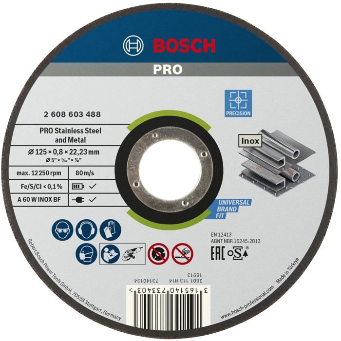 Disque à tronçonner BOSCH 125x0 8mm Inox Très haut de gamme A 46 V INOX BF - vue 2