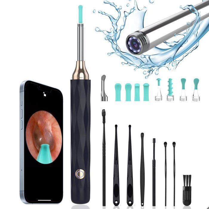 Otoscope Oreille 1080P HD 3,5mm Camera Iscope IP67 Étanche Nettoyant Oreille Avec 6 Lumières LED Outil de Nettoyage d'oreille,Bleu