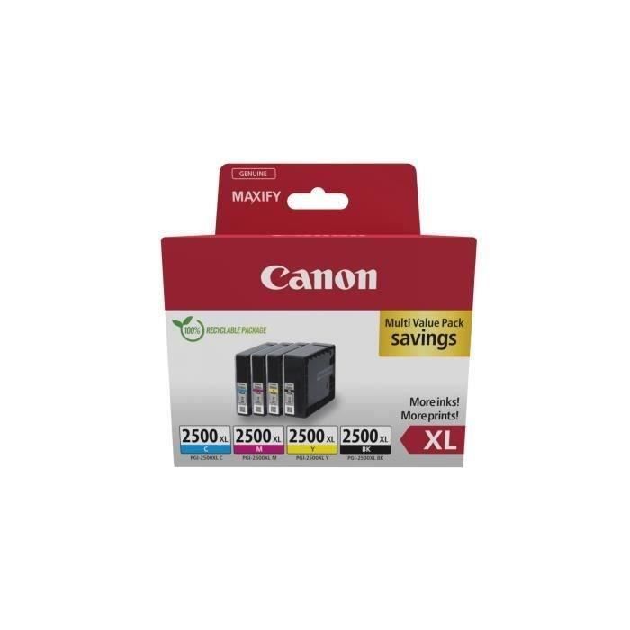 Multipack cartouches dencre – CANON – PGI-2500XL Noir/Cyan/Magenta/Jaune – Haut rendement