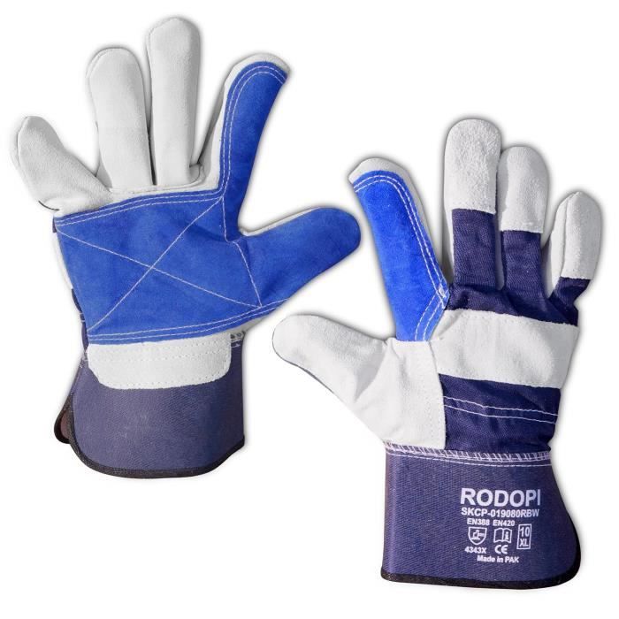 Gants De Travail En Cuir Fleur De Nittis – Blanche, Paire, Antidérapants