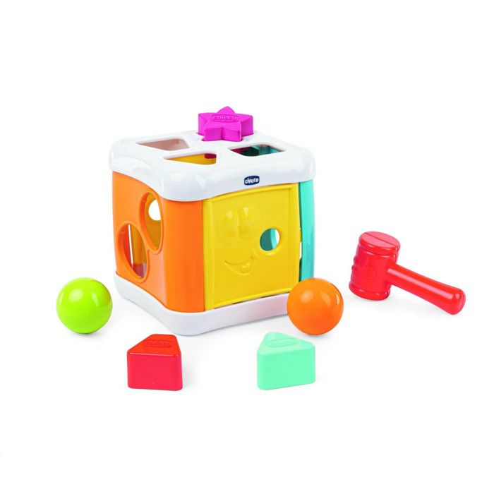 Chicco – Cube à Formes 2 En 1 – Tri De Formes, Marteau Et Balles – éducatif Dès 10 Mois