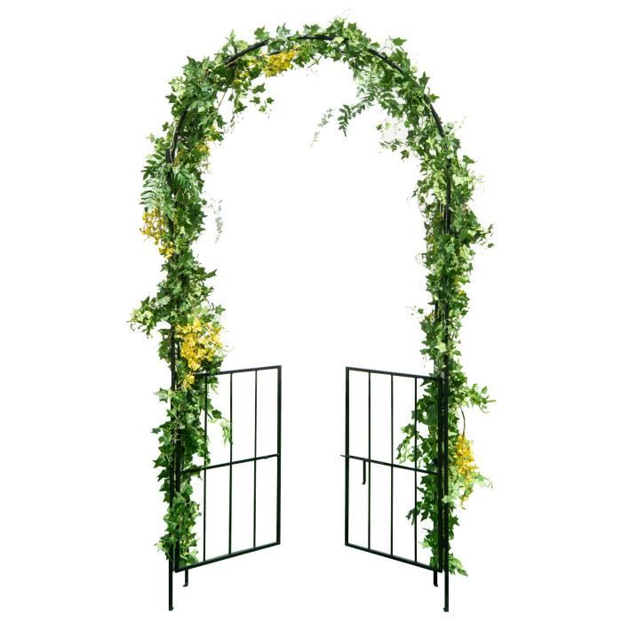 COSTWAY Arche Mariage en Métal de Jardin pour Plantes Grimpantes en Treillis 110 x 35 x 230 cm Portes Doubles Décor de Cérémonie
