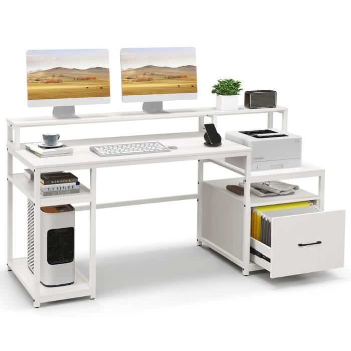Classeur Mobile En Bois Avec Tiroir Verrouillable VEVOR - Étagères Ouvertes, Roulettes, Idéal Bureau Ou Maison - 9