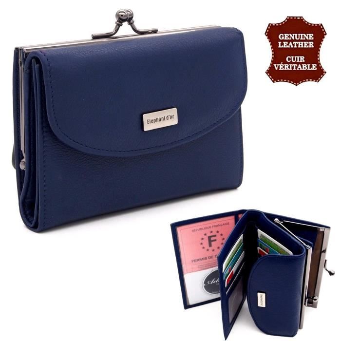 Portefeuille Femme En Cuir Véritable - Porte-cartes RFID, 14 Emplacements, Fermeture Zippée, Marron - 2