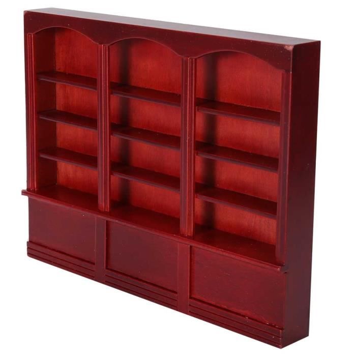 ARAMOX Mini bibliothèque pour poupées 1:12 Maison de Poupée Mini Bibliothèque en Bois à Trois