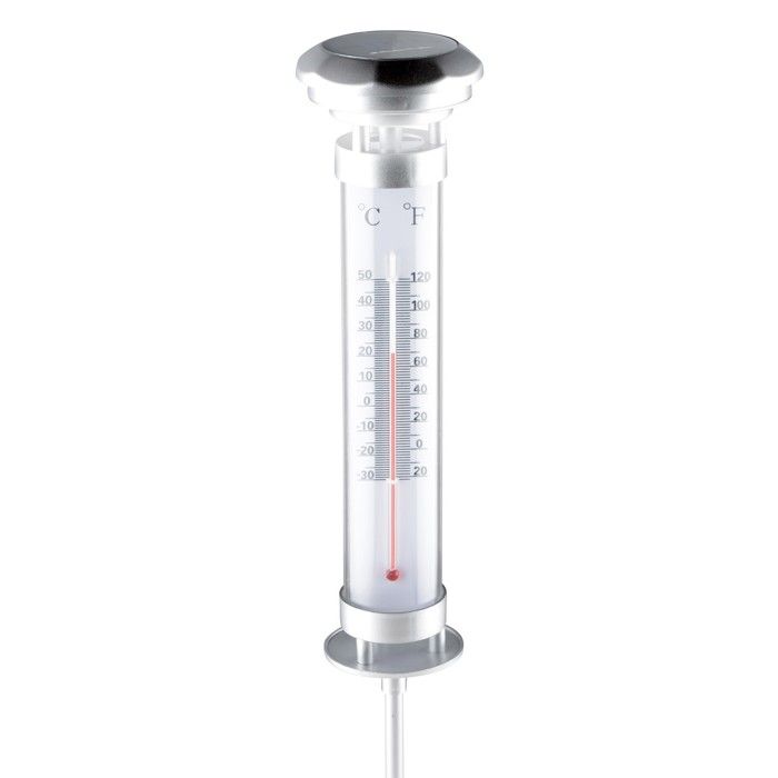Lampe solaire avec thermomètre - LED - Extérieur - Gris anthracite Lampe solaire avec thermomètre - LED - Extérieur - Gris anthracite
