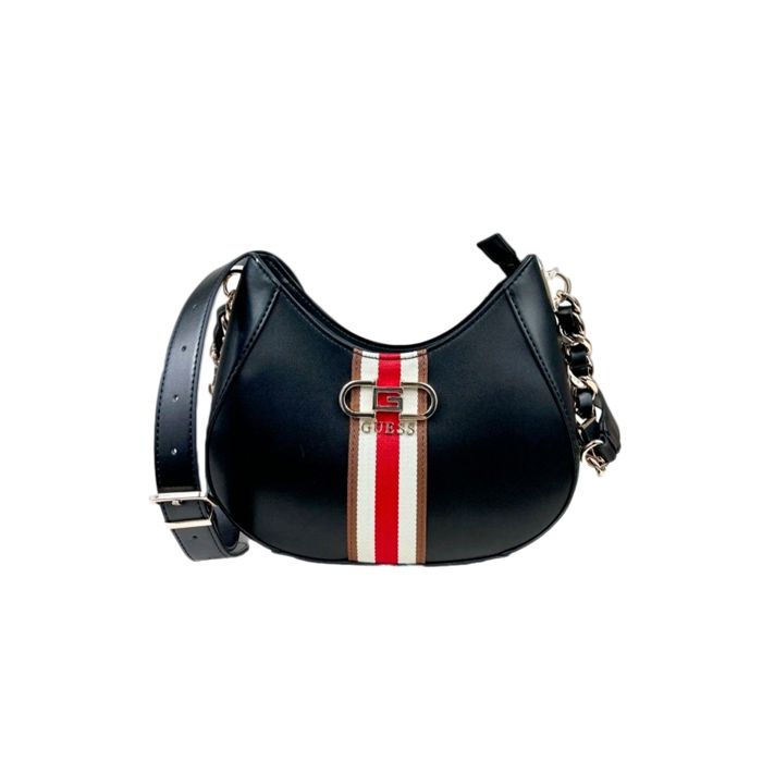 Sac à épaule GUESS Aslia – Bandoulière Convertible à Fermeture Zip – Noir Polyester – Neuf Avec étiquettes