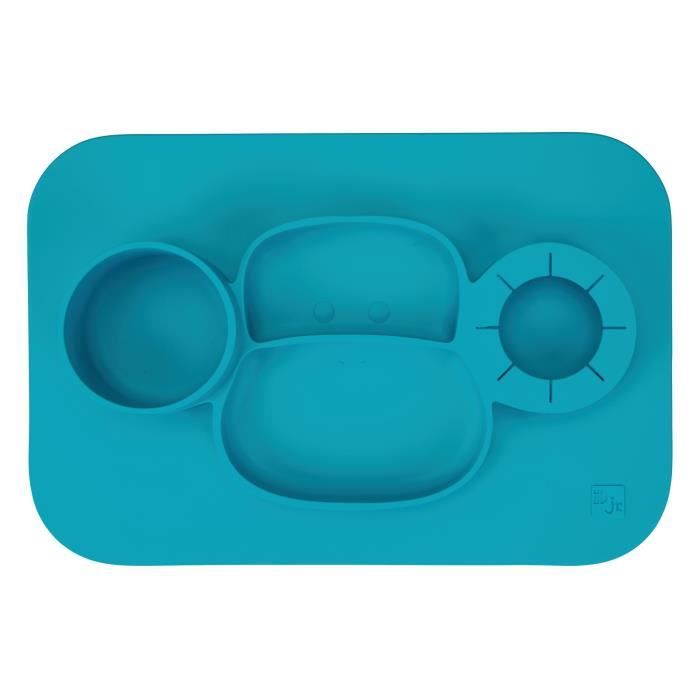 assiette ventouse avec motif de singe InterDesign IDjr assiette bébé set de table enfant antidérapant en silicone turquoise 