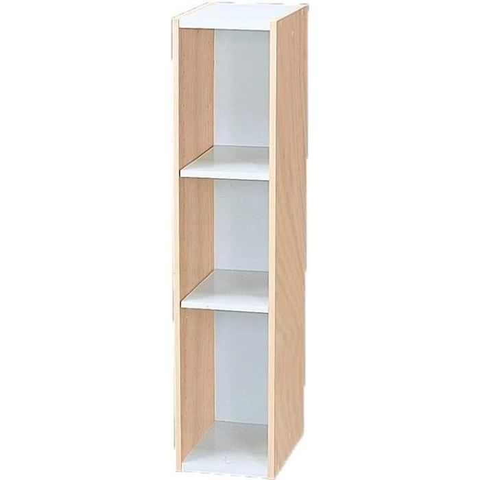 iris ohyama - meuble de rangement - bibliothèque/3 étagères modulables - ub-9020 - marron clair