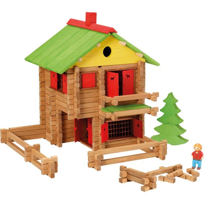 Jeu de construction en bois JEUJURA Mon Chalet en Bois 225 pièces À partir de Neuf - vue 4