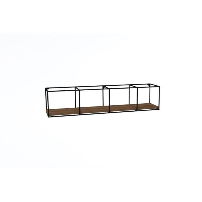Étagère Murale Industrielle 5 Niveaux - DECLIC HOME - Noir Et Bois - 189 Cm