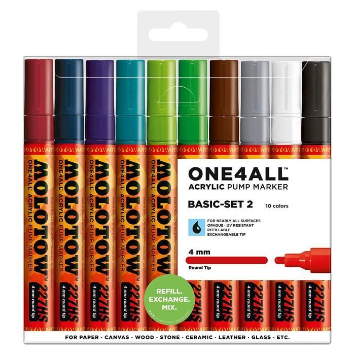 Photo de set-de-base-10-marqueurs-molotow-one4all-227hs-2-4-mm