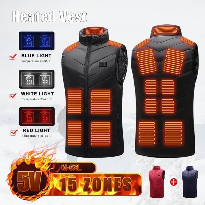 Gilet Chauffant Femme Avec Batterie Incluse - 13 Zones De Chaleur, 3 Niveaux (35-60°C), Rechargeable USB, Idéal Extérieur Et Bureau