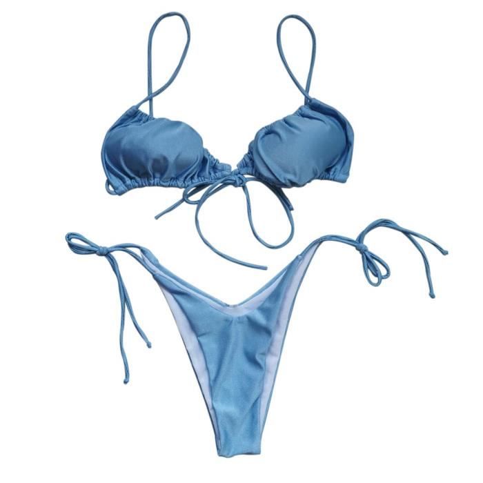 MAILLOT DE BAIN,Taille basse Bikini 2021 Triangle maillots de bain femme String maillot de bain