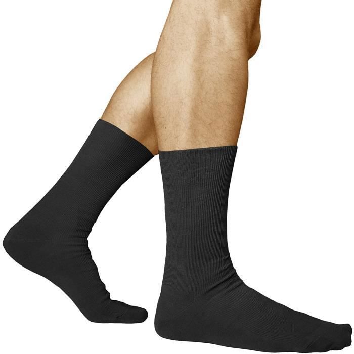 Chaussette sans elastique 98 coton Homme 3 PAIRES non comprimante Taille 42 43 414 Noir Cdiscount Pret a Porter